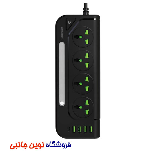 چند راهی و محافظ برق گرین لاین مدل GS-100 ا Green Lion Power Socket GS-100 Multiport Smart (تک/عمده)