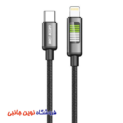 کابل لایتنینگ به تایپ سی گرین لاین مدل GNLEDTC2LGBK ا Green Lion GNLEDTC2LGBK USB-C to Lightning LED Charging Cable (تک/عمده)